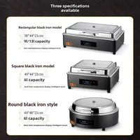 Elektrische Zwarte Chafing Dish 6-9L Luxe Serveerschaal RVS Voedselwarmer met Temperatuurregeling Party Professionele Catering