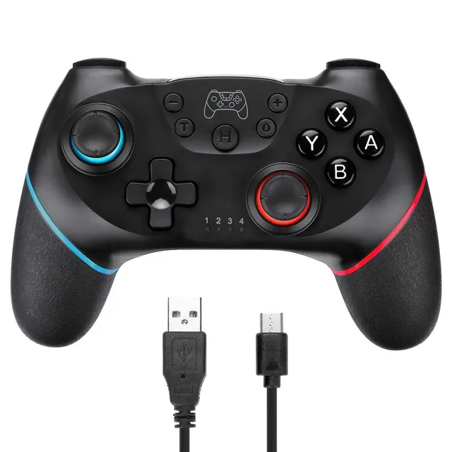 Pro Wireless Gamepad with Screenshot Vibration Six-axis with Gyroscope Accelerator PC BT and Wake-up Support