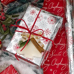 MAYPLUSS Christmas <b>Wrapping</b> <b>Paper</b> Roll 17in X 33ft Double Side Red <b>White</b> Snowflake Design Gift Craft Packaging - Product Image 2
