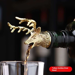 Fabricante al por mayor <span class=keywords><strong>Jagermeister</strong></span> Deer Head Wine Pourer Fancy Animal Head Wine Spout Zinc Alloy Metal Pourer - Product Image 5