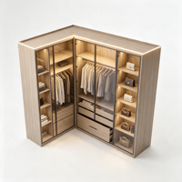 Armoire coulissante moderne en bois de haute qualité avec éclairage LED, portes en verre, personnalisation complète pour la maison et la chambre