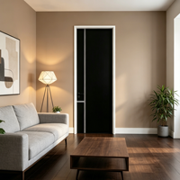 Porte intérieure en aluminium et bois pour chambre résidentielle, résistante à l'humidité et au feu, à ouverture latérale, écologique