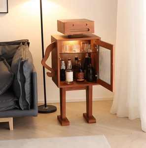 Robot rétro en bois armoire à vin décor à la maison rangement sur pied pour l'organisation de la cuisine organisateur de cuisine - Product Image 2