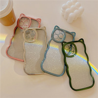 Coque de téléphone portable mignonne avec oreilles de chat, effet brillant électrolytique, pour iPhone 14 Pro Max, dorée, anti-chute, compatible avec 13 Pro Max