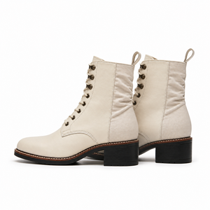 <span class=keywords><strong>Stivali</strong></span> alla Caviglia da <span class=keywords><strong>Donna</strong></span> in Pelle Crema con Cerniera, Tacco Grosso, Cerniera Interna, <span class=keywords><strong>Stivali</strong></span> Combat alla Moda, Fornitore OEM ODM, Fabbrica 2026 - Product Image 4