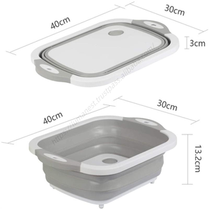Planche à découper pliable multifonctionnelle avec bac intégré pour fruits et légumes, idéale pour pique-nique et cuisine – Vente en gros - Product Image 1