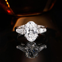 Bague en platine PT950 ShineForge Lab avec diamant de laboratoire taille ovale, trois pierres, design œuf de pigeon, certifiée IGI, diamant CVD pour fiançailles