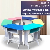 Tables hexagonales et chaises pour salles de classe primaires et secondaires, tables de discussion multi-personnes en classe ouverte, tables en plastique de forme trapézoïdale