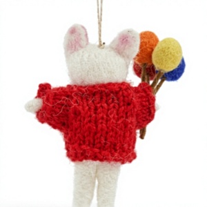 Ornamento Natalizio Fatto a Mano in Feltro di Lana 100% Ecologico, Palloncini a Forma di Topo con Cuore Rosso, Decorazione per Maglione, Animale Cartoon - Product Image 4