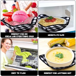 4 Packs Offre Spéciale Cuisine Colorée 7 "sq Colorful Plaid Microwave Heated Bowl Holders Microfiber Towel Cloth Bowl Huggers - Product Image 4