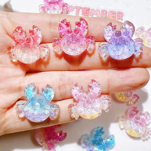 Best Sales Resin Crafts Mini Resin Animal Resin Colorful Crab Handcrafts Wholesale Diy Phone Case Charm Key Chain for Decoration