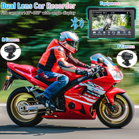 Grabadora de Doble Cámara para Motocicleta con Pantalla de 7 Pulgadas, CarPlay y Android Auto Inalámbricos, Bluetooth Integrado, Navegación GPS y Grabación en Bucle