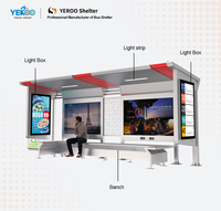 Abri d'arrêt de bus rectangulaire en acier inoxydable avec panneau solaire, kiosque de vente, affichage LED intelligent et résistant aux intempéries pour l'équipement urbain
