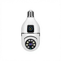Caméra de surveillance Wi-Fi HD 2MP avec double objectif, fonction Pan-Tilt, image dans l'image, audio et alarme, intégrée dans un support de lampe