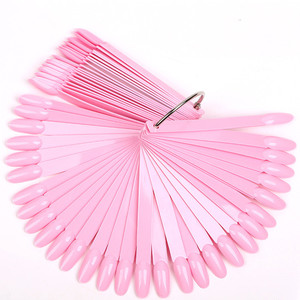 แผ่นโชว์สีเจลรูปพัดสีชมพูใสธรรมชาติ 50 ชิ้น แผ่นฝึกทำเล็บรูปพัด - Product Image 4