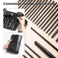 Ensemble de 32 pinceaux de maquillage noirs, haute qualité, Logo personnalisé professionnel, ensemble de 32 pinceaux de maquillage avec sac