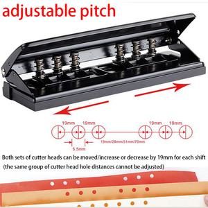 Perforadora Redonda Ajustable de 6 Anillos con Regla Plegable, Perforadora de Hojas de Recambio para Encuadernación, Accesorios de Oficina - Product Image 2