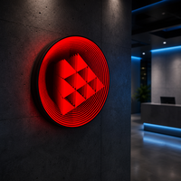 Enseigne LED GFace à haute luminosité avec effet visuel de tunnel profond et miroir infini 3D en verre conducteur, personnalisable pour logo mural de studio
