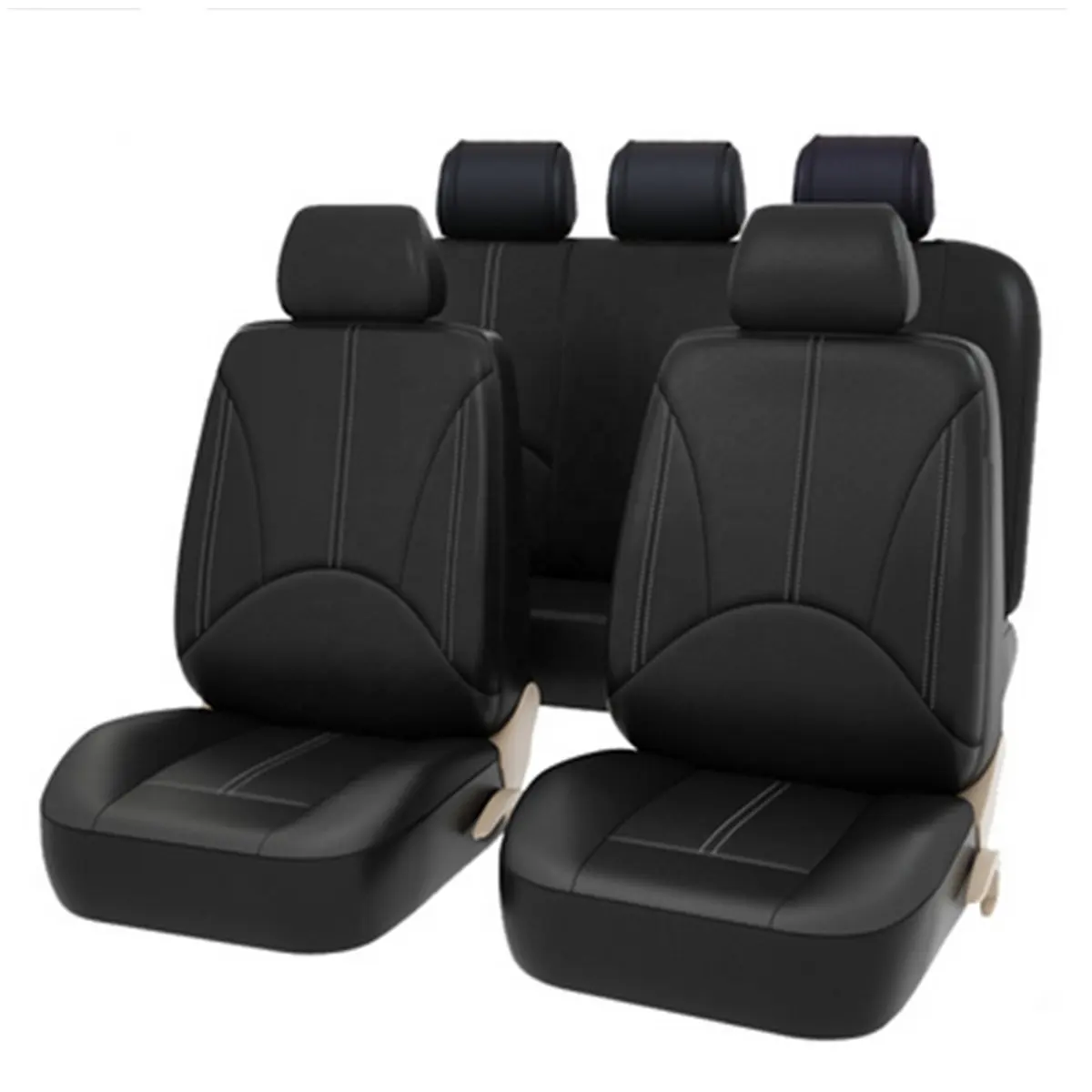 Personalizado 2 5 Asiento transpirable moda PU personalizado lujo accesorios de coche fundas de asiento negro universal cuero funda de asiento de coche conjunto completo