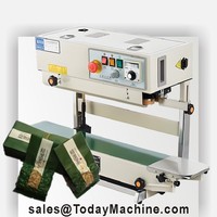 Machine de scellage de table continue automatique, petite soudeuse à bande horizontale pour sacs alimentaires, riz, café, sacs plastiques et pochettes d'emballage