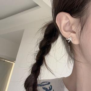 Pendientes de Plata de Ley S925 con Diseño de Estrella y Lazo, Estilo Coreano, Dulces, Lindos, Versátiles y Modernos - Product Image 5