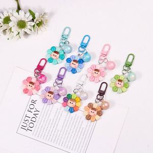 Acrylic Flower Keychain Flower Resin Key Chains Cartoon Cute Women Girl <b>Keyring</b> Phone Headphone <b>Charm</b> Pendant Sunflower Keychain - Product Image 1