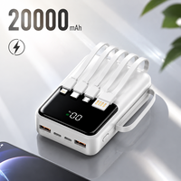 Batterie Externe Portable 2026 20000 mAh pour Téléphone, Idéale pour l'Extérieur, Logo Personnalisé, Affichage Numérique, Comprend 4 Câbles