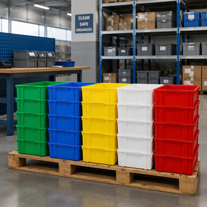 Caja de Plástico PP HDPE Apilable, Contenedor de Almacenamiento Abierto, Caja de Embalaje Industrial - Product Image 5