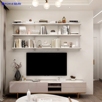 Étagère de rangement murale minimaliste portable en acier inoxydable pour cuisine, salon, entrepôt, appartement - Gain de place à la maison