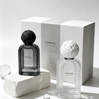 Nouveaux flacons de parfum carrés en verre vides 50ml, flacon de parfum noir avec boîte et couvercle luxueux