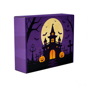 Caja de Postres Corrugada Morada con Logotipo Personalizado para Halloween, Ecológica, con Diseño de Casa Embrujada, Empaque Premium para Dulces - Product Image 4