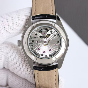 Montre unisexe de luxe haut de gamme, lumineuse, étanche, avec petite seconde, cristal saphir, boîtier en acier inoxydable argenté, bracelet en cuir noir - Product Image 4