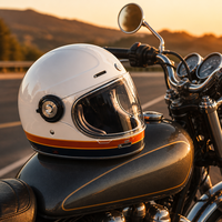 Casque de moto intégral rétro personnalisé OEM, coque en fibre de verre, homologué ECE R22.06 DOT, 1380g, visière anti-buée, prêt à l'emploi