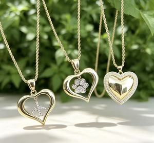 18K Gold Plated Hollow Heart Pendant Necklace 3 Styles Airplane Paw Print Solid CZ Heart Charm Twist <b>Rope</b> <b>Chain</b> Women Fashion Je - Product Image 2