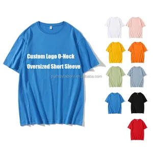 Custom Logo Printed Cotton O-Neck Unisex Loose Casual Tees Oversized T Shirts For Men Streetwear Shirts Womens Oversized Tshirt