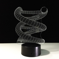 Lámpara Decorativa de Mesa de Diseño Moderno con Modelo de ADN 3D, Mini Luz Nocturna LED Acrílica con Control Táctil y 7 Colores Cambiantes