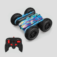 Voiture RC tout-terrain 4x4 HTL 2.4G avec lumières LED colorées, retournement à 360 degrés, double face, jouet télécommandé pour enfants