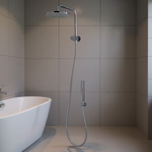 Kit de brazo de ducha para renovación con cabezal de ducha y ducha de mano, cromado - Product Image 3