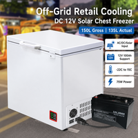 Congélateur coffre solaire 150L DC 12V avec entrée batterie solaire AC pour la vente au détail hors réseau et les entreprises alimentaires mobiles