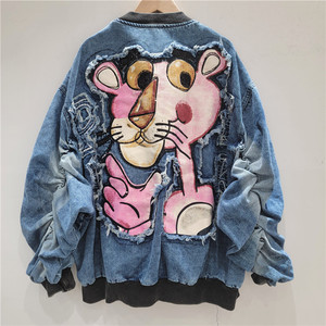 <span class=keywords><strong>Giacca</strong></span> <span class=keywords><strong>Oversize</strong></span> da <span class=keywords><strong>Donna</strong></span> Casual in <span class=keywords><strong>Denim</strong></span> Lavato con Cartoni Animati, Colorata e Pesante, Stile Chic alla Moda Primaverile, Novità 2025 - Product Image 2