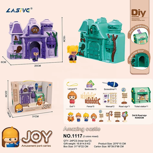 LASIVE TOYS Casa de Muñecas <span class=keywords><strong>Castillo</strong></span> DIY <span class=keywords><strong>Completa</strong></span> con Billetes, Destornillador y Mini Parque de Atracciones, Juguete de Construcción para Juego de Ocio en Interiores - Product Image 2