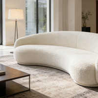 Canapé une place en tissu style crème, design moderne et simple en arc, pour petit appartement, salon, revêtement en velours côtelé, éponge haute densité
