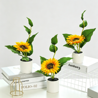 Plante artificielle de tournesol en pot, faux bonsaï de tournesol, petite fleur artificielle en pot pour la décoration de la maison, du bureau ou de la table, OEM personnalisé