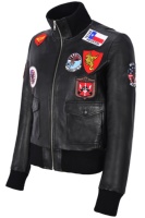 Veste d'aviateur pour femme en cuir Nappa noir vintage 100% authentique, style Top Gun, finition vintage, fermeture éclair YKK, personnalisable