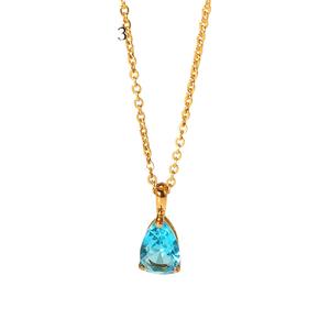 Femmes à la mode européenne américaine vente chaude zodiaque pierre de naissance collier coloré Zircon goutte d'eau pendentif en acier inoxydable or - Product Image 5