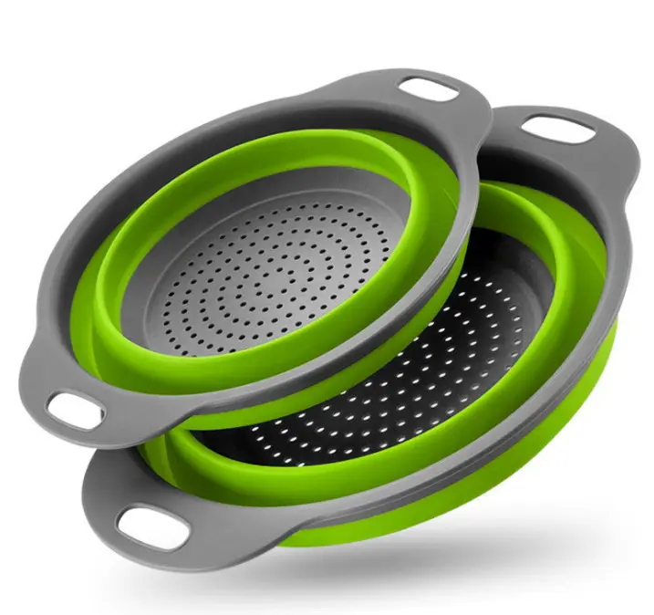 Folding Fruit Vegetable Filter Water Colander 100% Food Grade Silicone Draining Basket for Kitchen