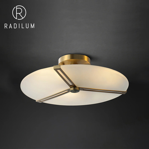 Lámpara de Techo de Alabastro, Moderna, Minimalista, de Latón, para Sala de Estar o Dormitorio, de Alta Gama, con Piedra Translúcida, LED, Alimentación CA - Product Image 1