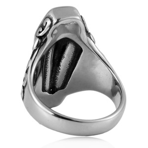 yunnique Geometric <b>Skull</b> <b>Ring</b> Steel Color Men's Fashion Jewelry Gift - Product Image 3