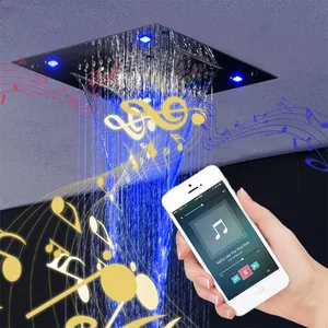 降雨淋浴头 Led Light Phone 控制音乐淋浴头天花板阵雨瀑布按摩浴室淋浴喷头等贴心服务设施