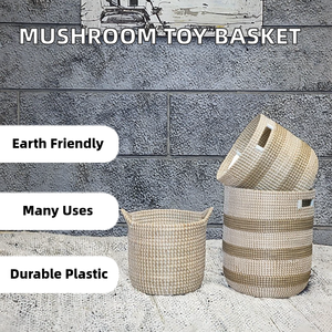 Cesta de Almacenamiento de Plástico Hecha a Mano con Forma de Hongo, Cesta Tejida para Juguetes Infantiles, Ecológica, Multifuncional, Envío Gratis para Fotografía - Product Image 4